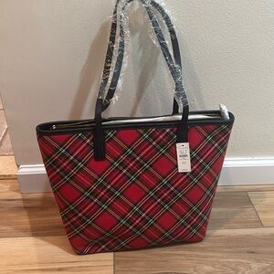 Talbots red plaid bag